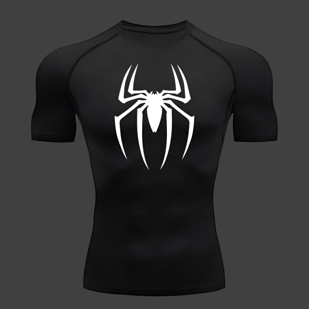 2024Men'S Spider Print Compression Shirt, Quick Dry T-Shirt, Gym Running Jersey, Breathable Short Sleeve, Spring, Summer, M-3XL