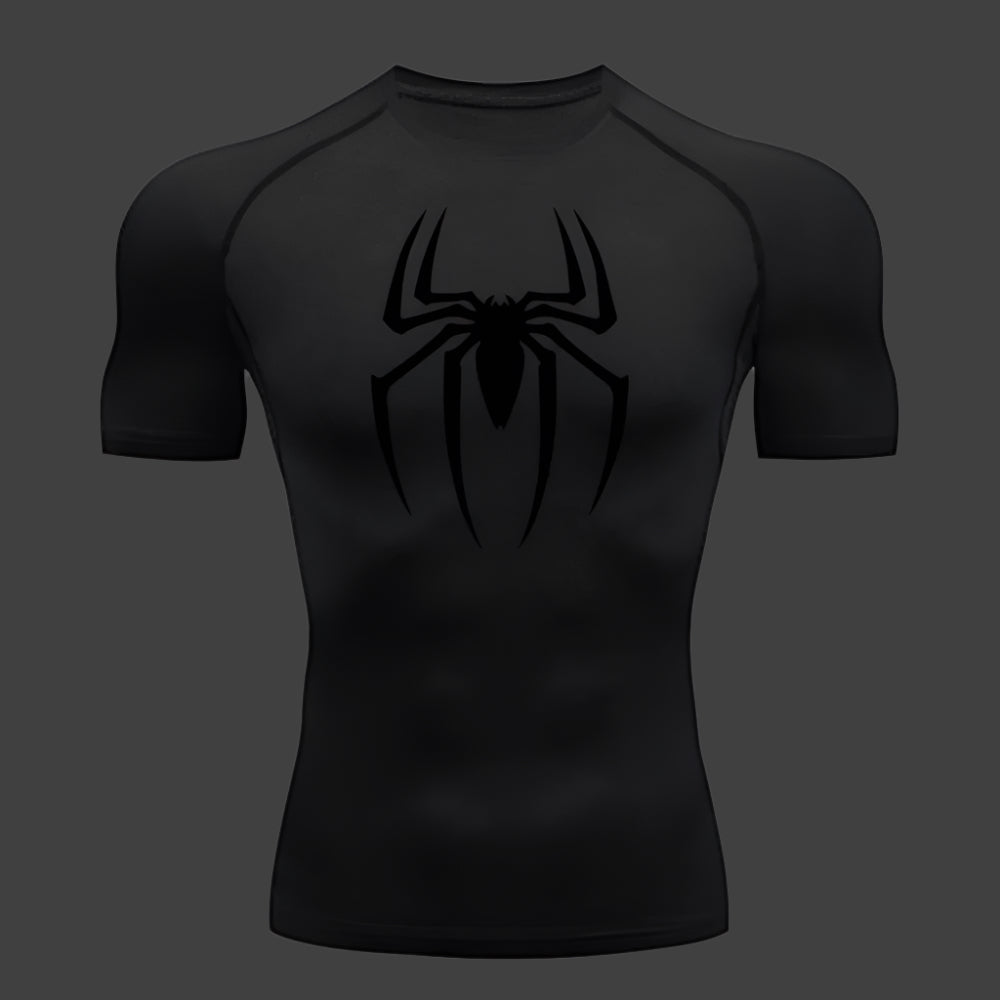 2024Men'S Spider Print Compression Shirt, Quick Dry T-Shirt, Gym Running Jersey, Breathable Short Sleeve, Spring, Summer, M-3XL