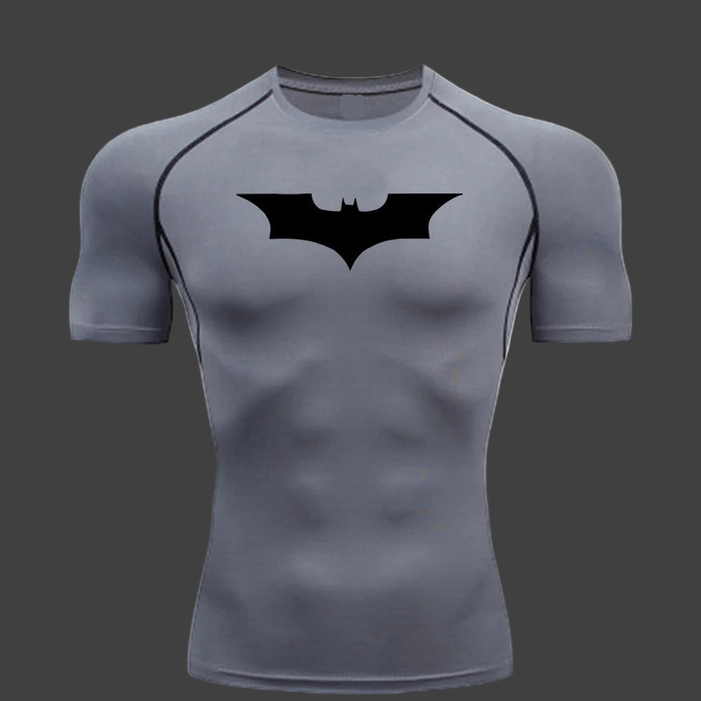 Bat Printed Men'S Tight T-Shirt Running Compression Compression T Shirt Gym Fitness Jogging Short Sleeve Male Casual Shirt Tops