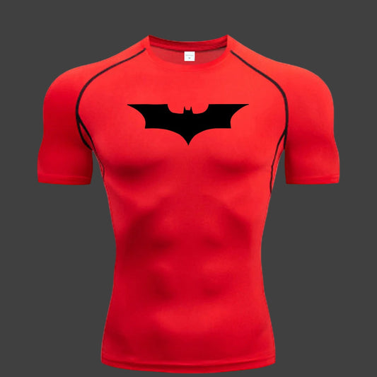 Bat Printed Men'S Tight T-Shirt Running Compression Compression T Shirt Gym Fitness Jogging Short Sleeve Male Casual Shirt Tops