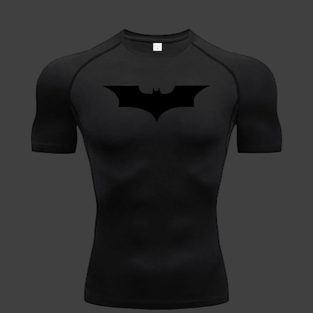 Bat Printed Men'S Tight T-Shirt Running Compression Compression T Shirt Gym Fitness Jogging Short Sleeve Male Casual Shirt Tops